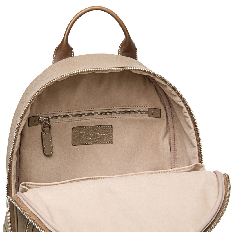 Beige tumbled leather backpack 3