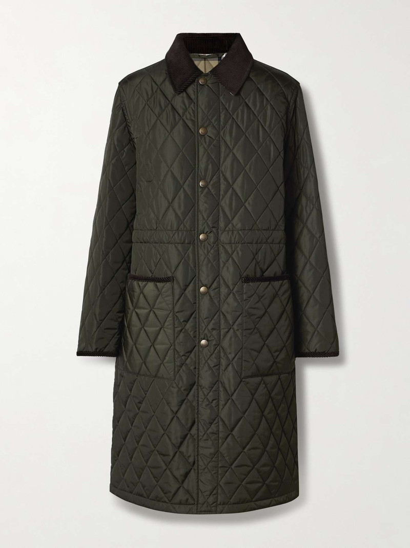 Corduroy-trimmed quilted shell jacket - 1
