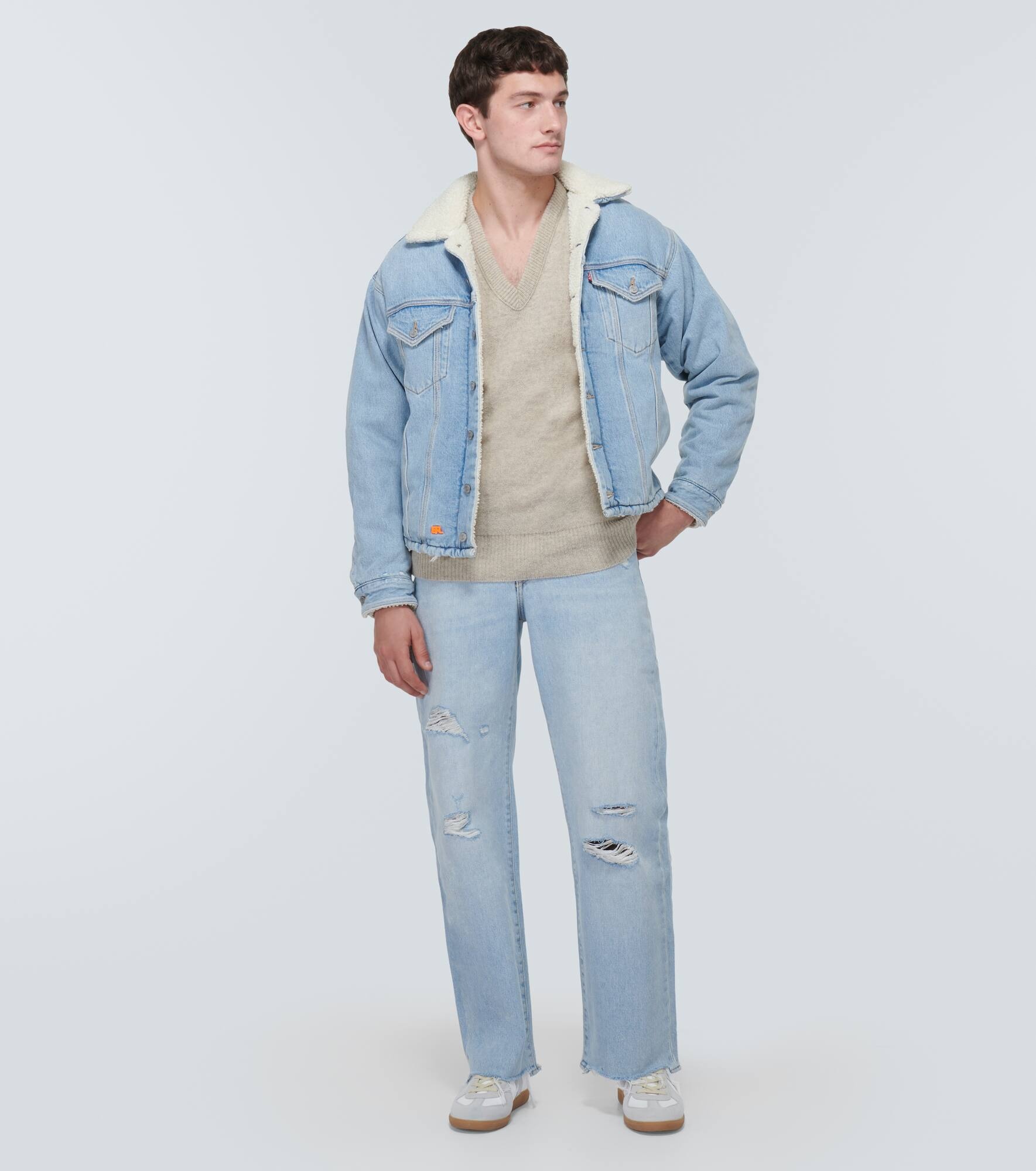 Faux fur-trimmed denim jacket - 2