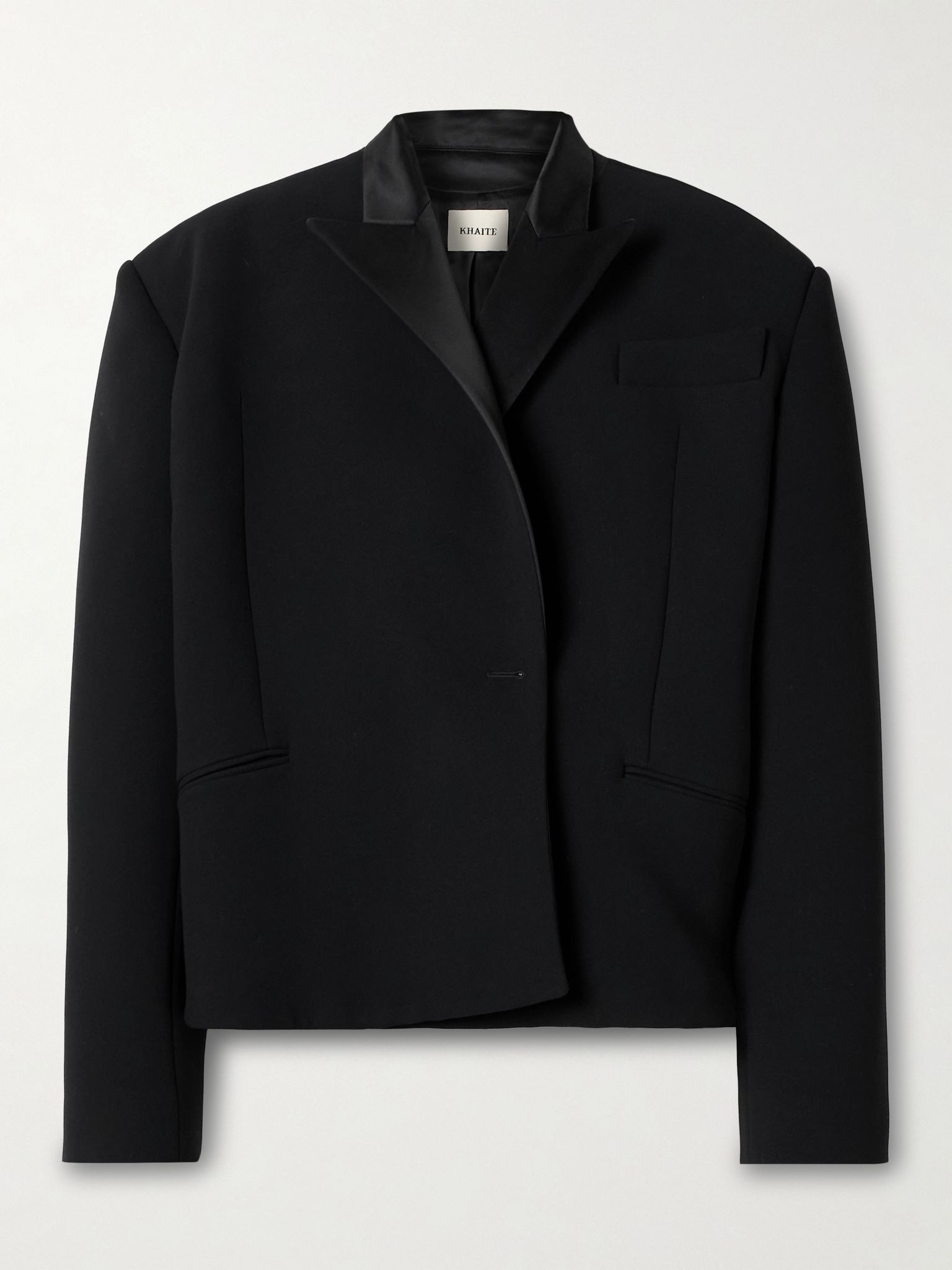Comair cropped satin-trimmed crepe blazer Black - 1