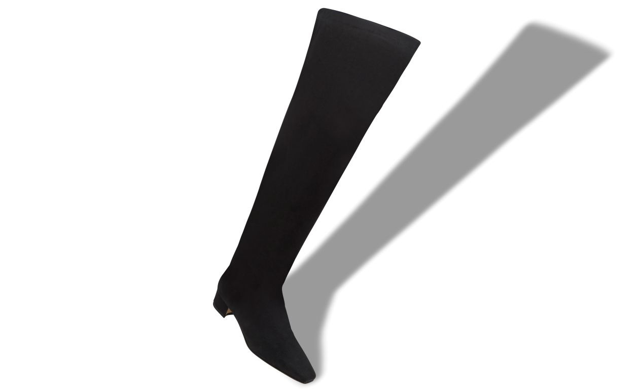 Black Suede Knee High Boots - 2
