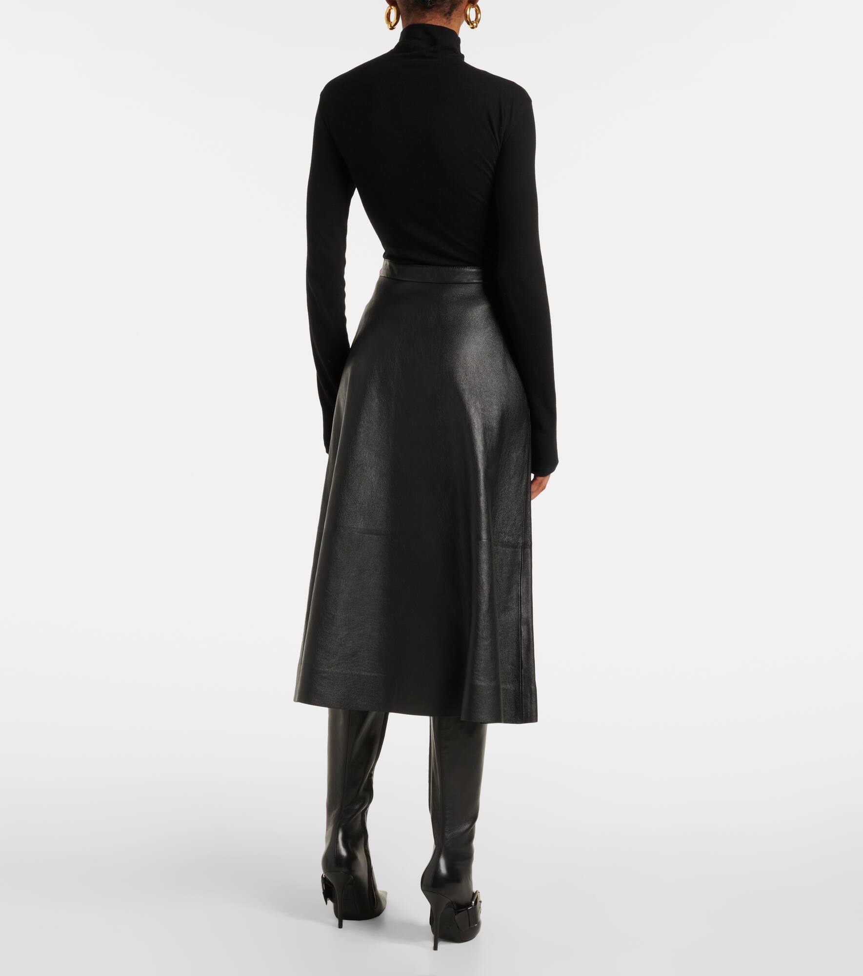 Leather midi skirt - 3