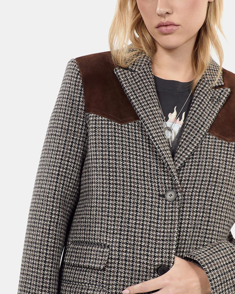 LONG BLACK AND WHITE HOUNDSTOOTH COAT 6