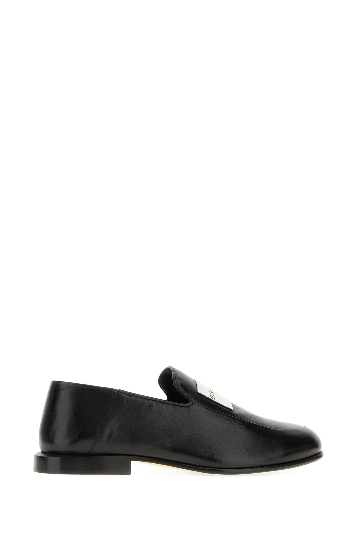 Black leather Label loafers - 3
