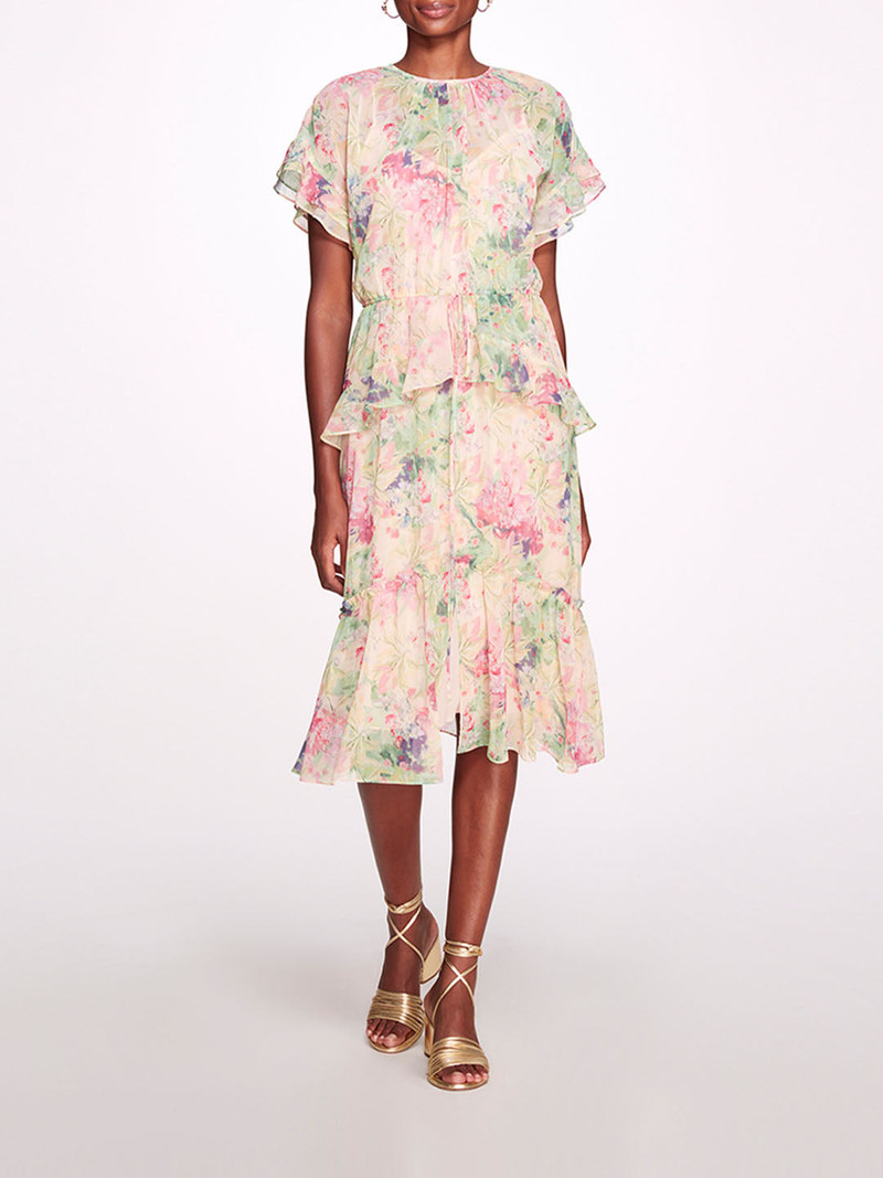 LITA CHIFFON MIDI RUFFLE DRESS 1