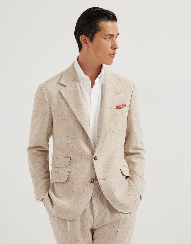 Wool and cashmere flecked diagonal deconstructed Cavallo blazer 1
