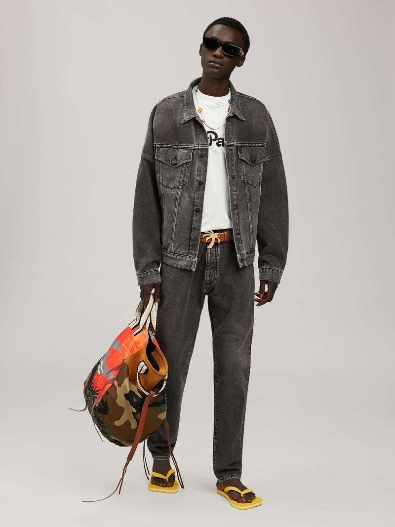 Palm Angels LOGO OVER DENIM JACKET outlook