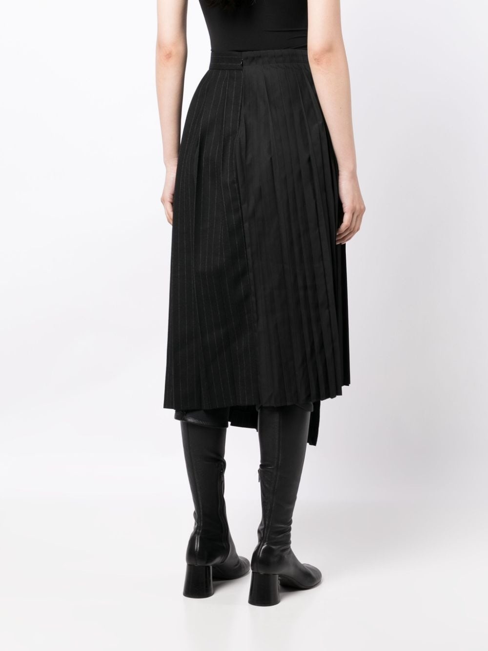 pinstripe asymmetric pleated skirt - 4