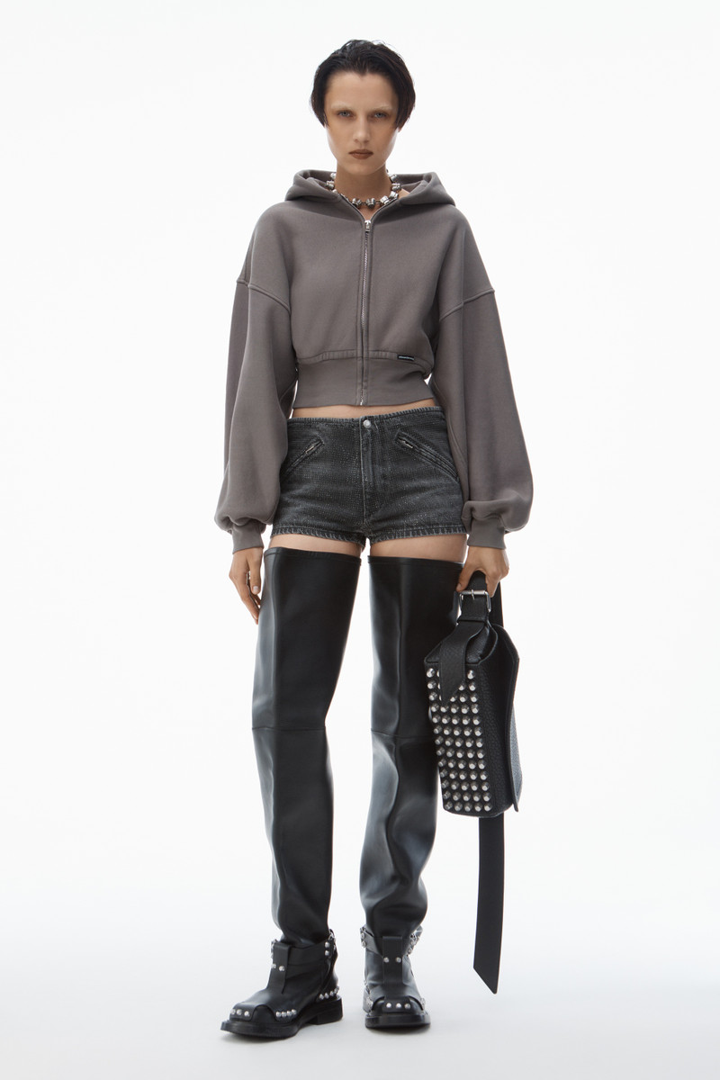Alexander Wang cropped zip up hoodie in classic cotton terry outlook