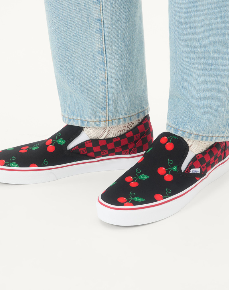 VALENTINO GARAVANI AND VANS SLIP-ON SNEAKER IN FABRIC WITH MAXI CHERRYFIC PRINT AND VLOGO CHECKERBOA 2