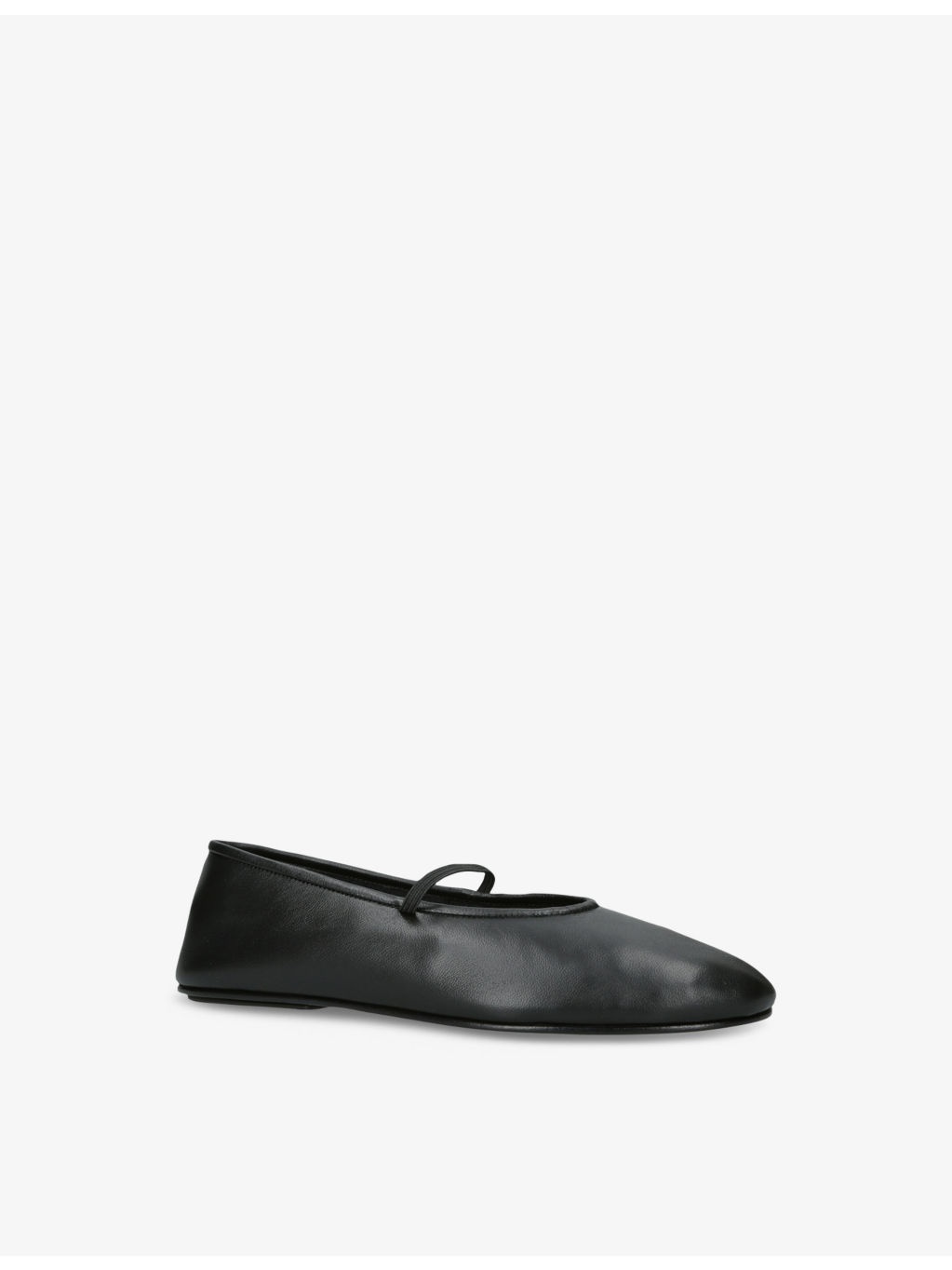 Elasticated Round-Toe Leather Ballet Flats - 3