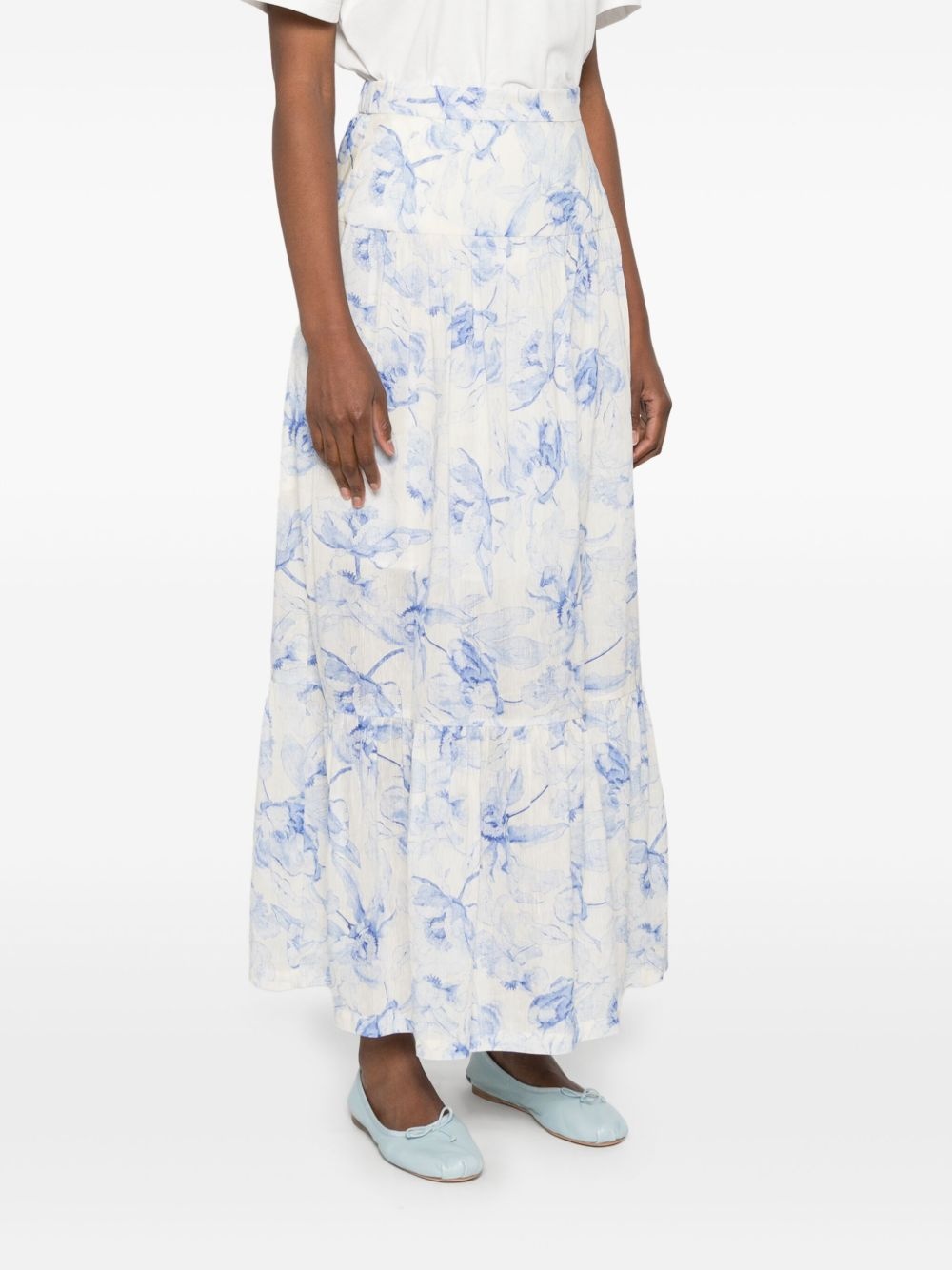 floral-print midi skirt - 3