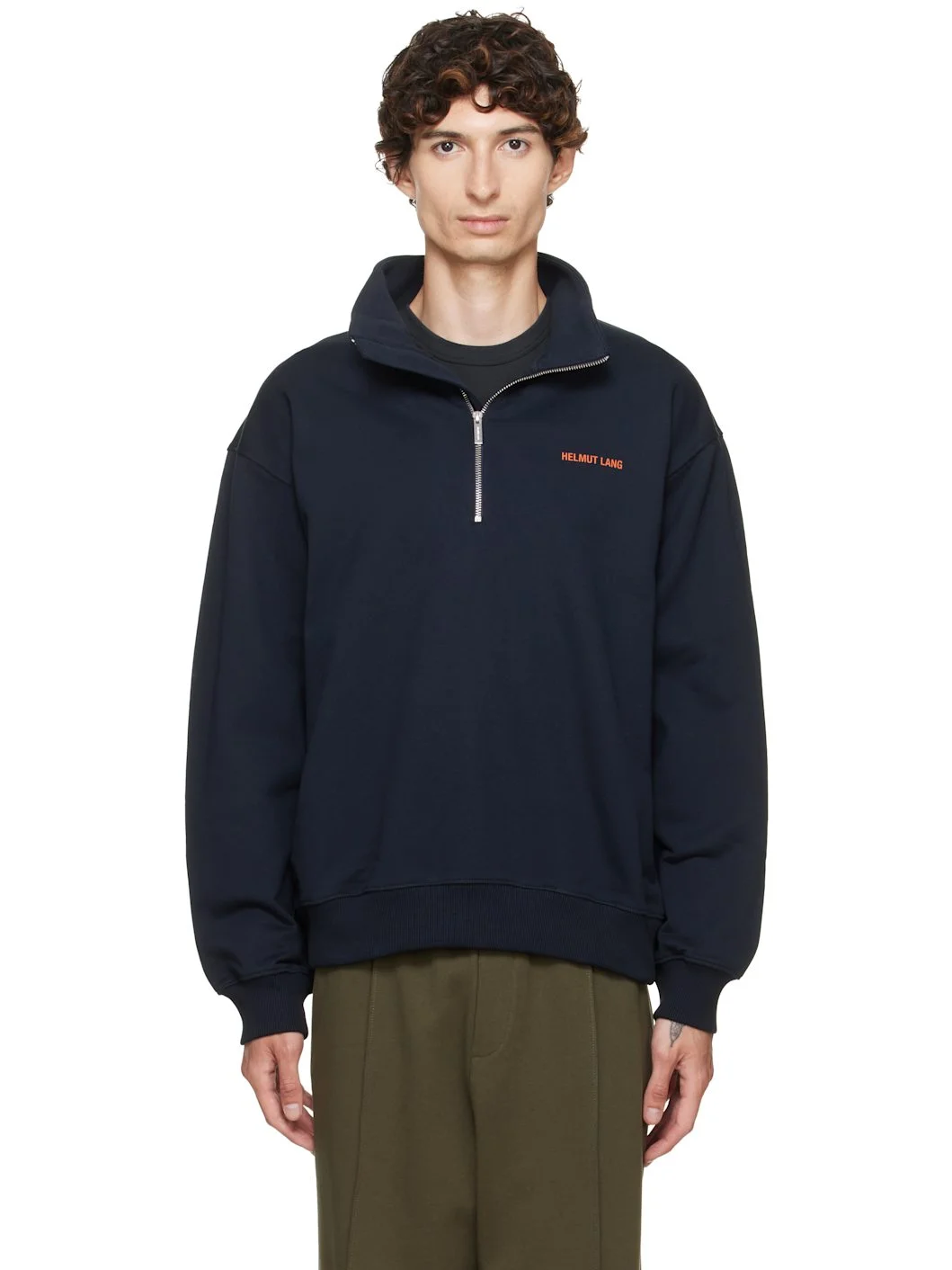 Navy Logo Quarter Zip Sweatshirt - 1
