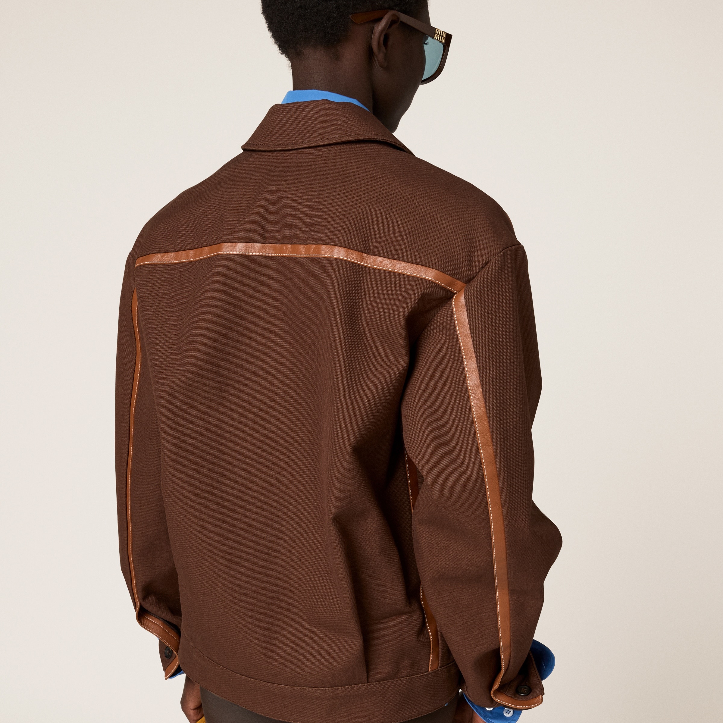 ジャケット MIU MIU 25FW Jacquard Blouson Jacket ML1042 17FS F0324 Cocoa Brown Jacquard Canvas Blouson Jacket | Miu Miu