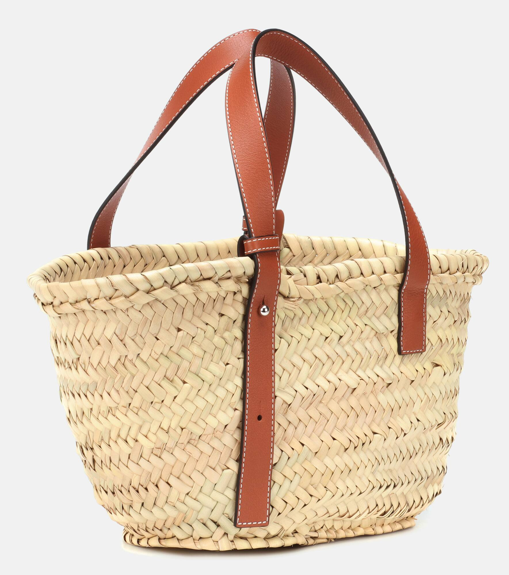 Small leather-trimmed basket tote - 4