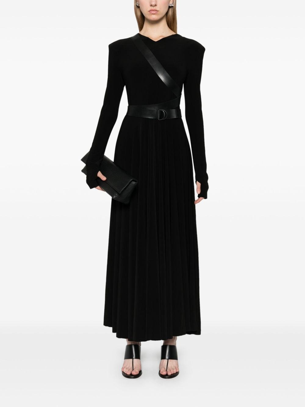 V-neck flared midi dress - 2