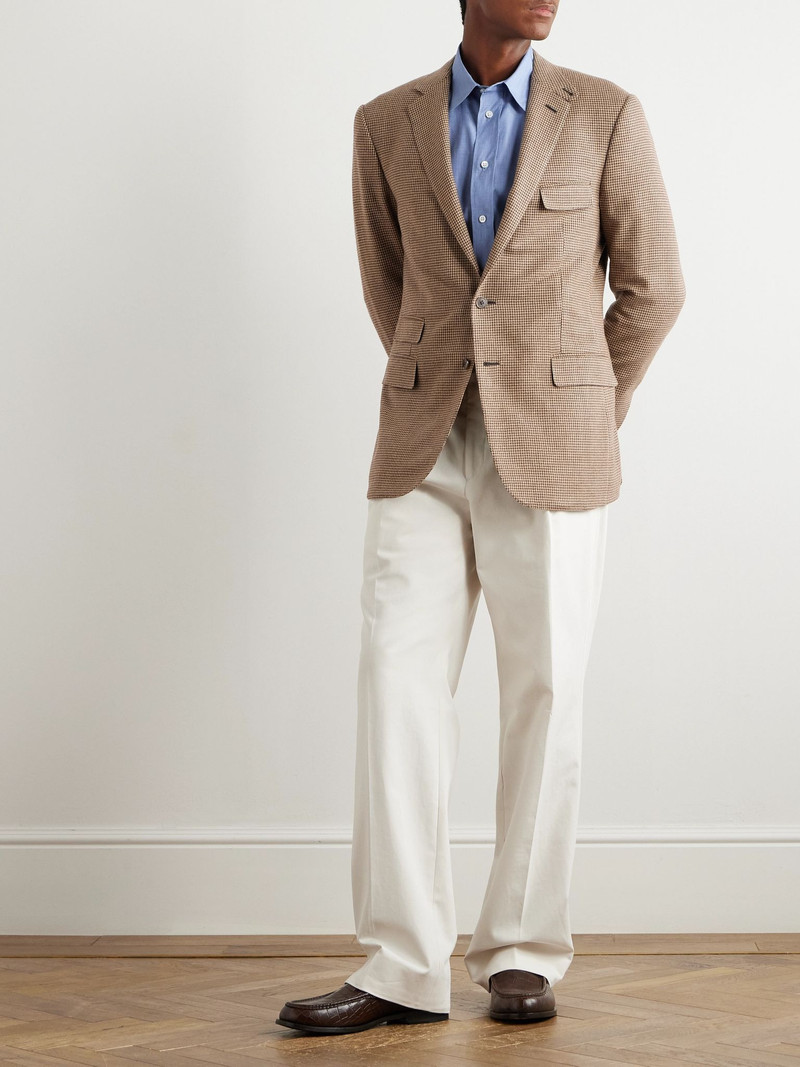 Ralph Lauren Slim-Fit Puppytooth Wool, Silk and Cashmere-Blend Blazer Tan outlook