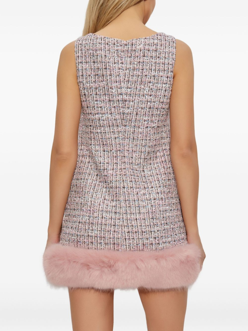 embellished fur-trimmed dress - 4