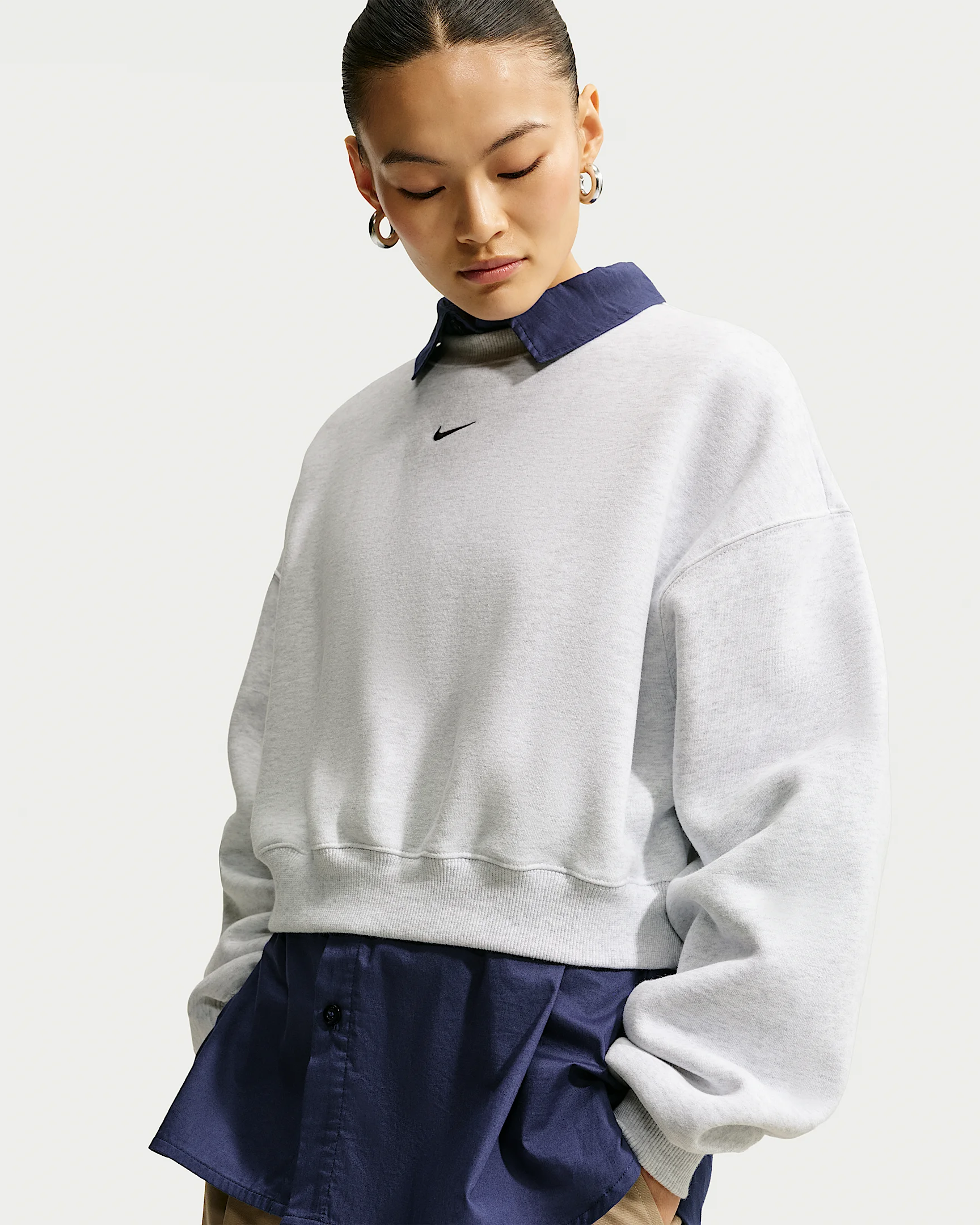 Nike Studio Fleece Medium Weight Women's Oversized Cropped Crew - 1