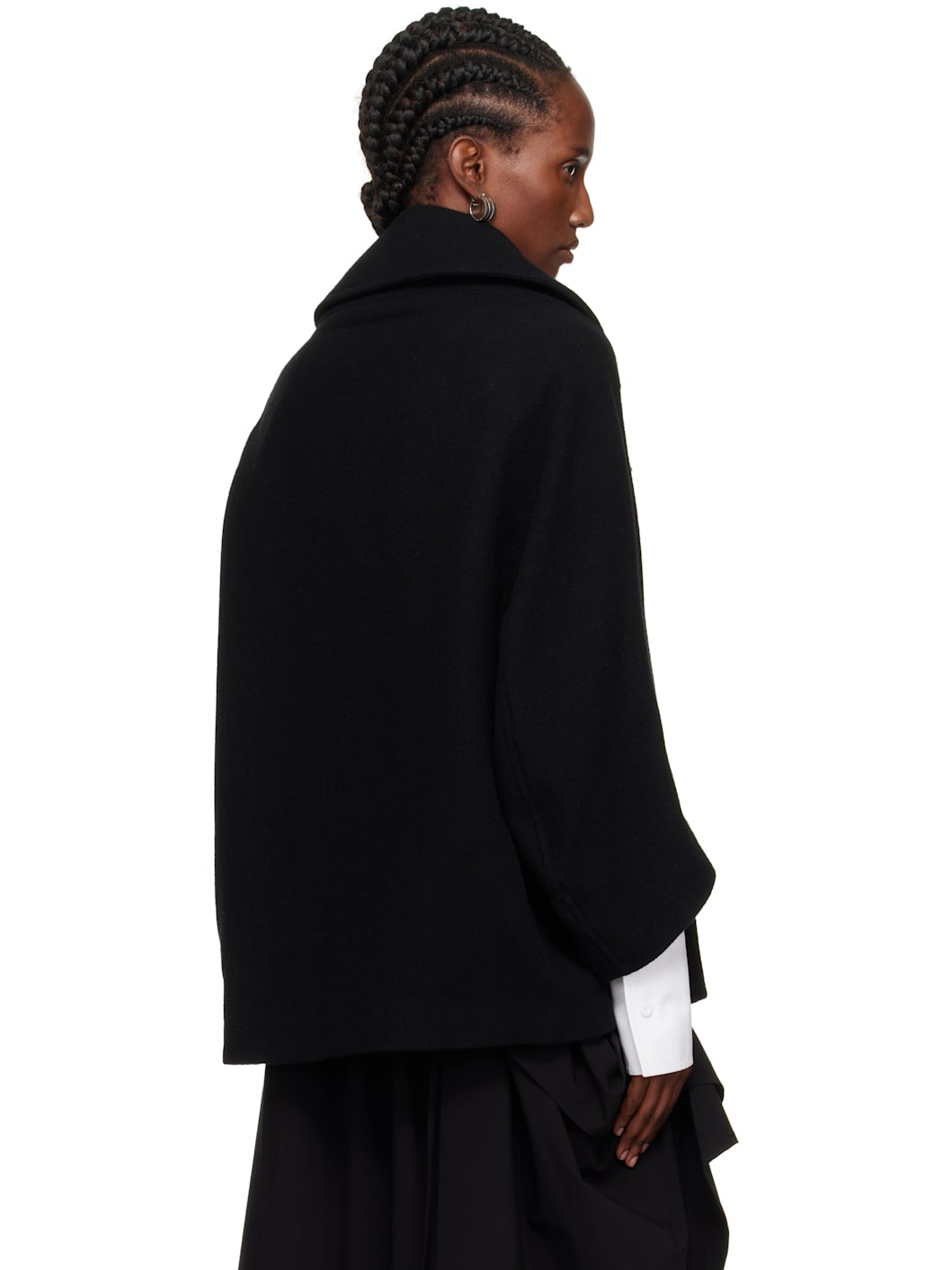 Black U-Irregular Short Sleeve Coat - 3