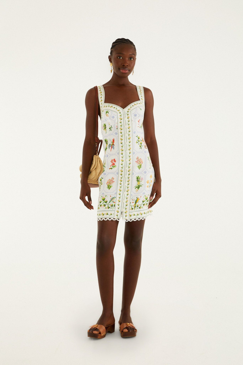 FARM RIO Tropical Porcelain Off-White Mini Dress outlook