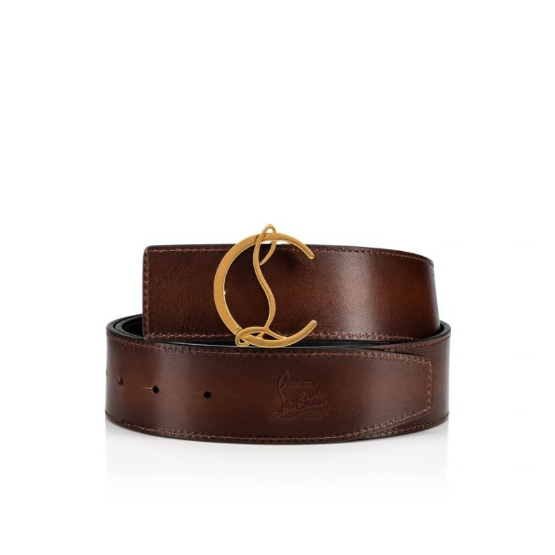 Cl Logo Belt HAVANE/BK/ANTIC GOLD 1