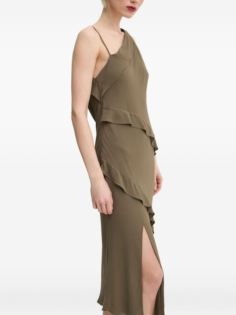 asymmetric ruffle midi dress 1