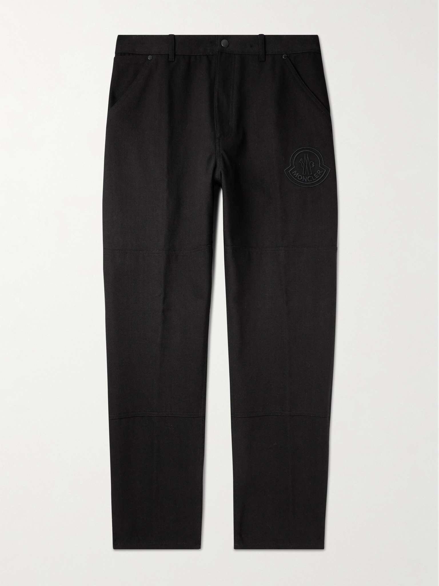 Straight-Leg Logo-Embroidered Cotton-Canvas Trousers - 1