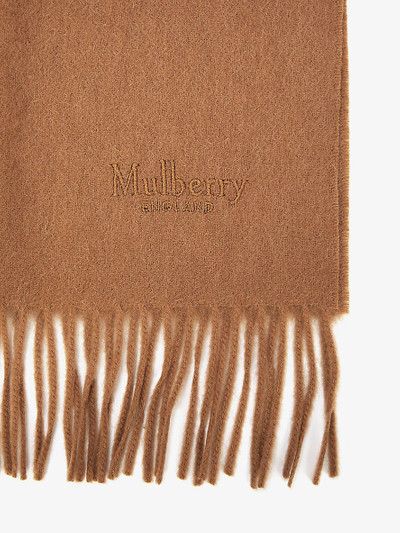 Mulberry Branded fringed cashmere scarf outlook