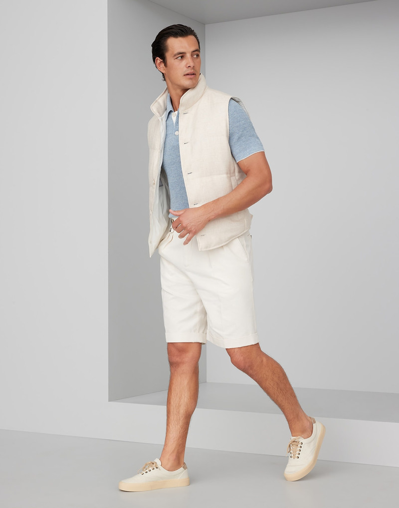 Linen, wool and silk diagonal down vest 5