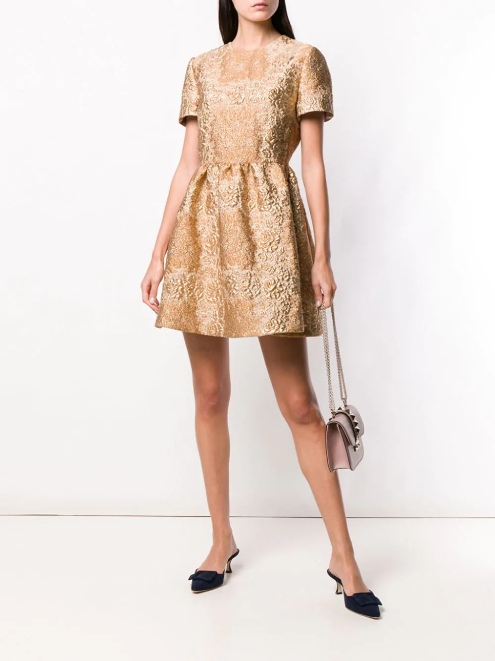 metallic floral mini dress - 2