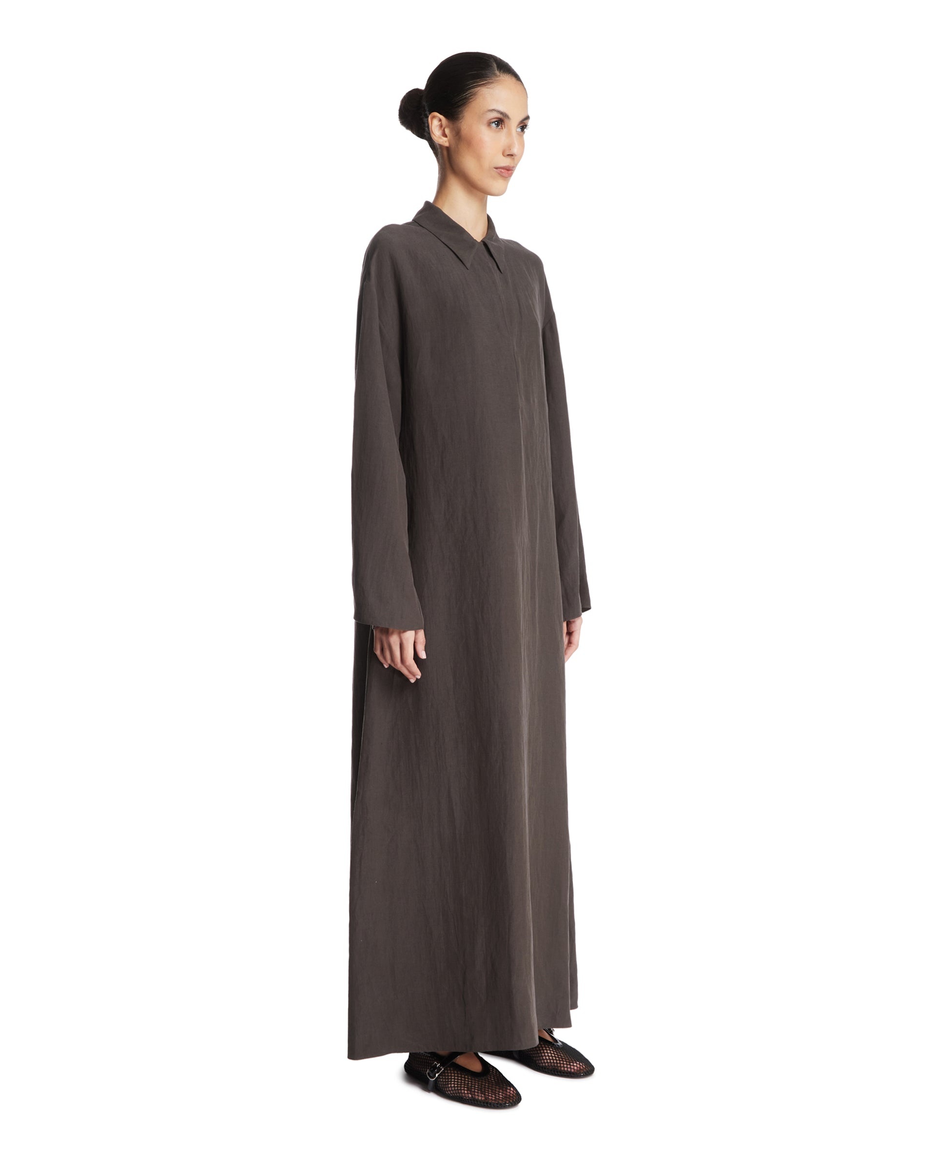 Brown Silk and Linen Millen Dress - 4