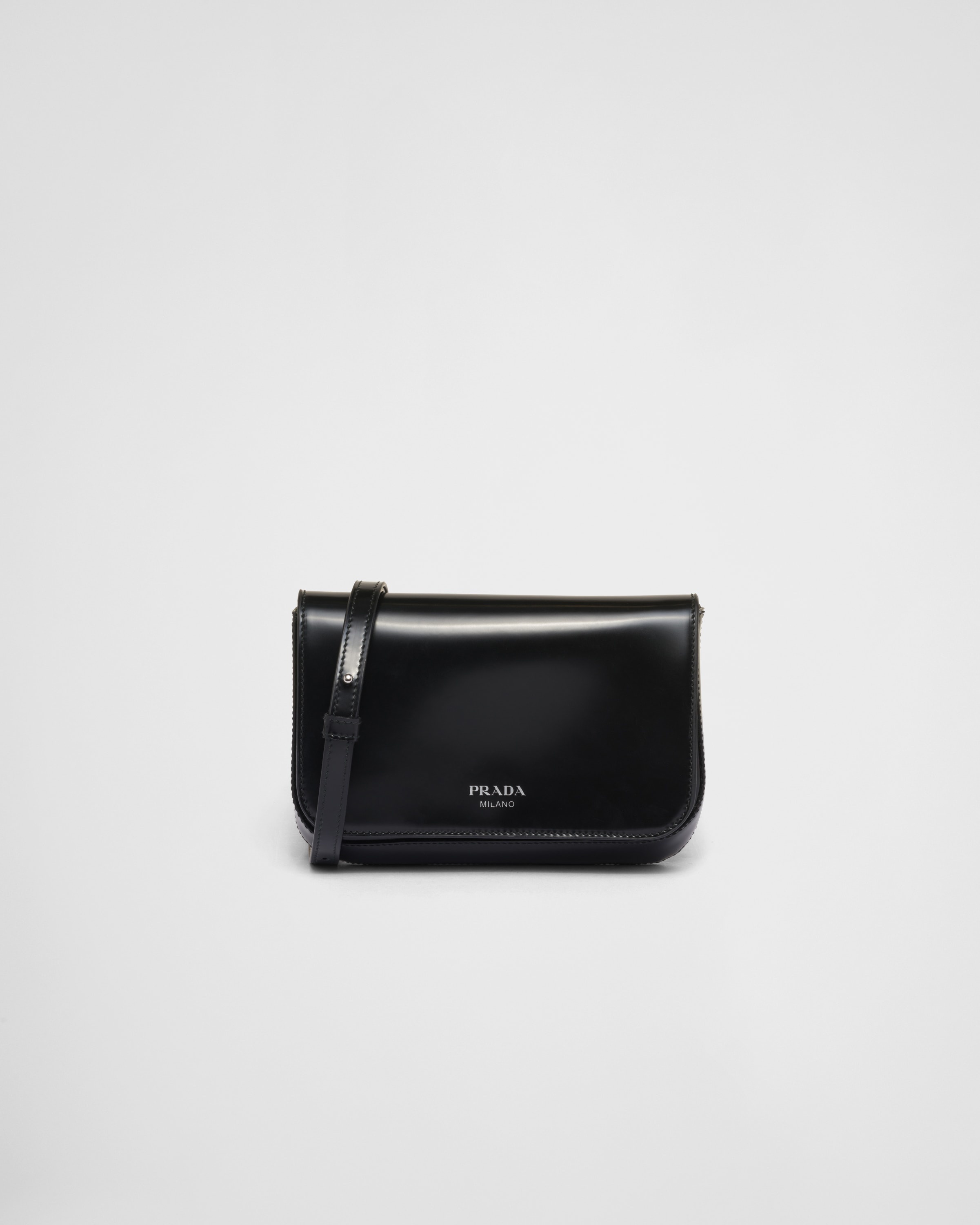 Prada logo-stamp Brushed Leather Bag - Black