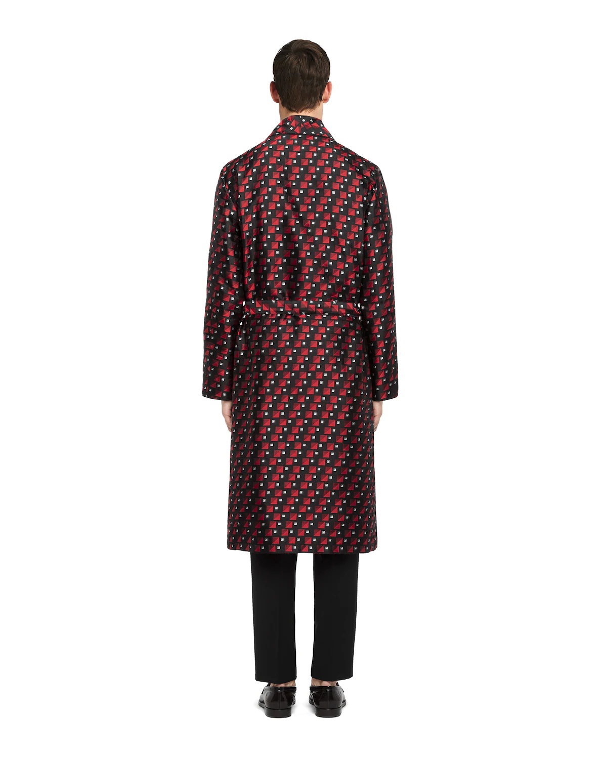 Checked print silk jacquard robe - 3