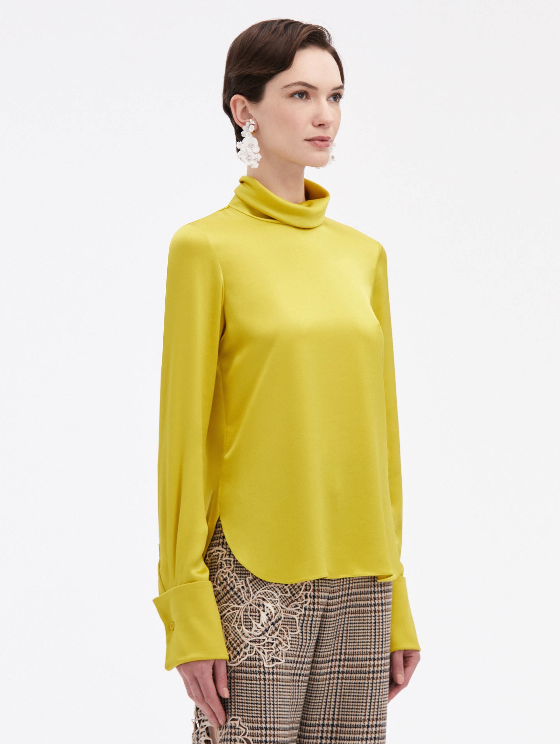MOCK NECK SATIN BLOUSE - 4