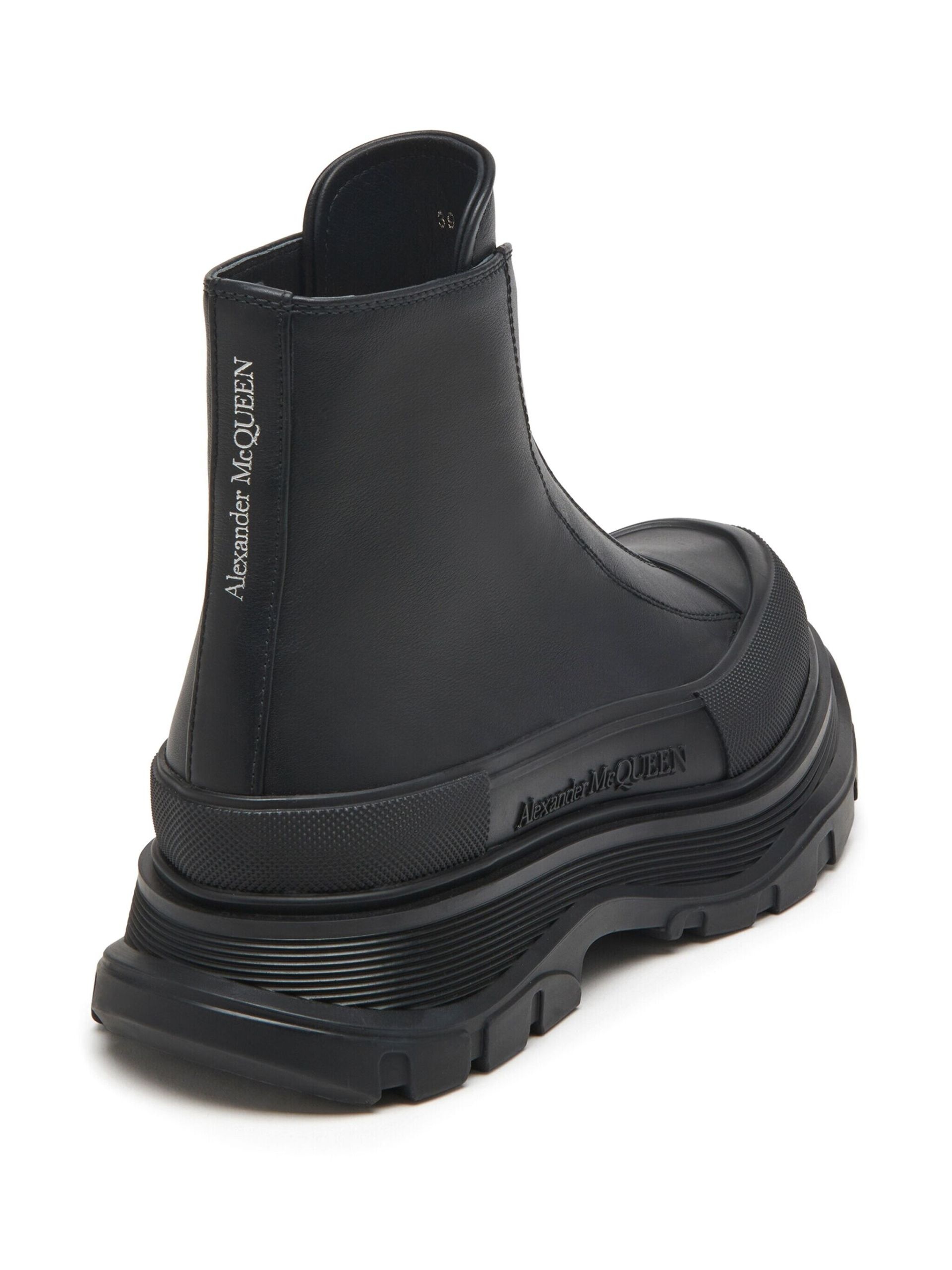 Black Tread Slick Leather Boots - 3