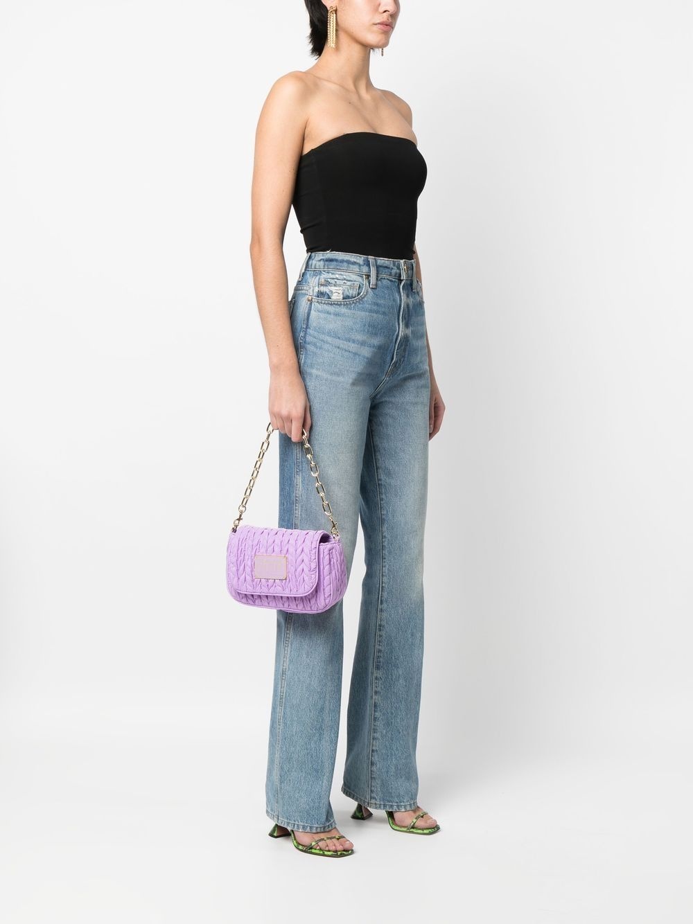 faux leather matelassé shoulder bag - 2