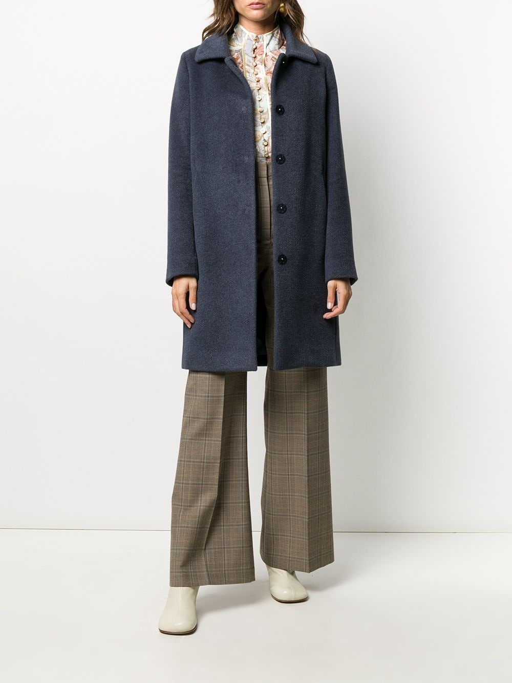 layered mid-length coat - 6