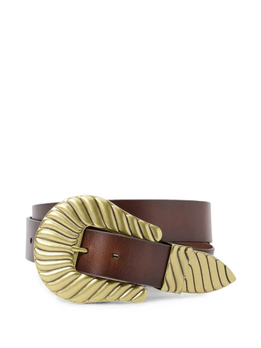 engraved-buckle calf leather belt - 1