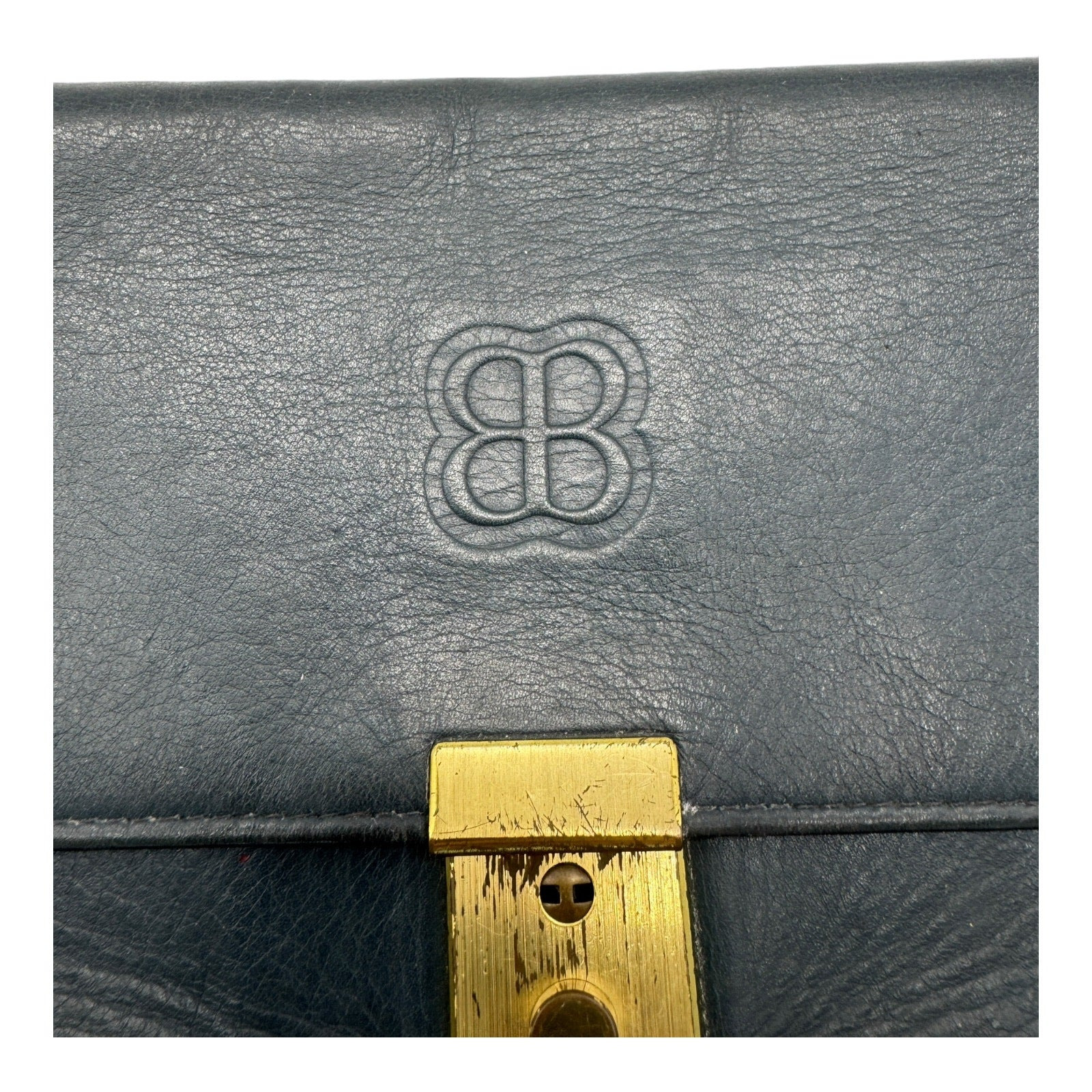 Balenciaga BB Logo Clutch Bag - Navy Leather - 6