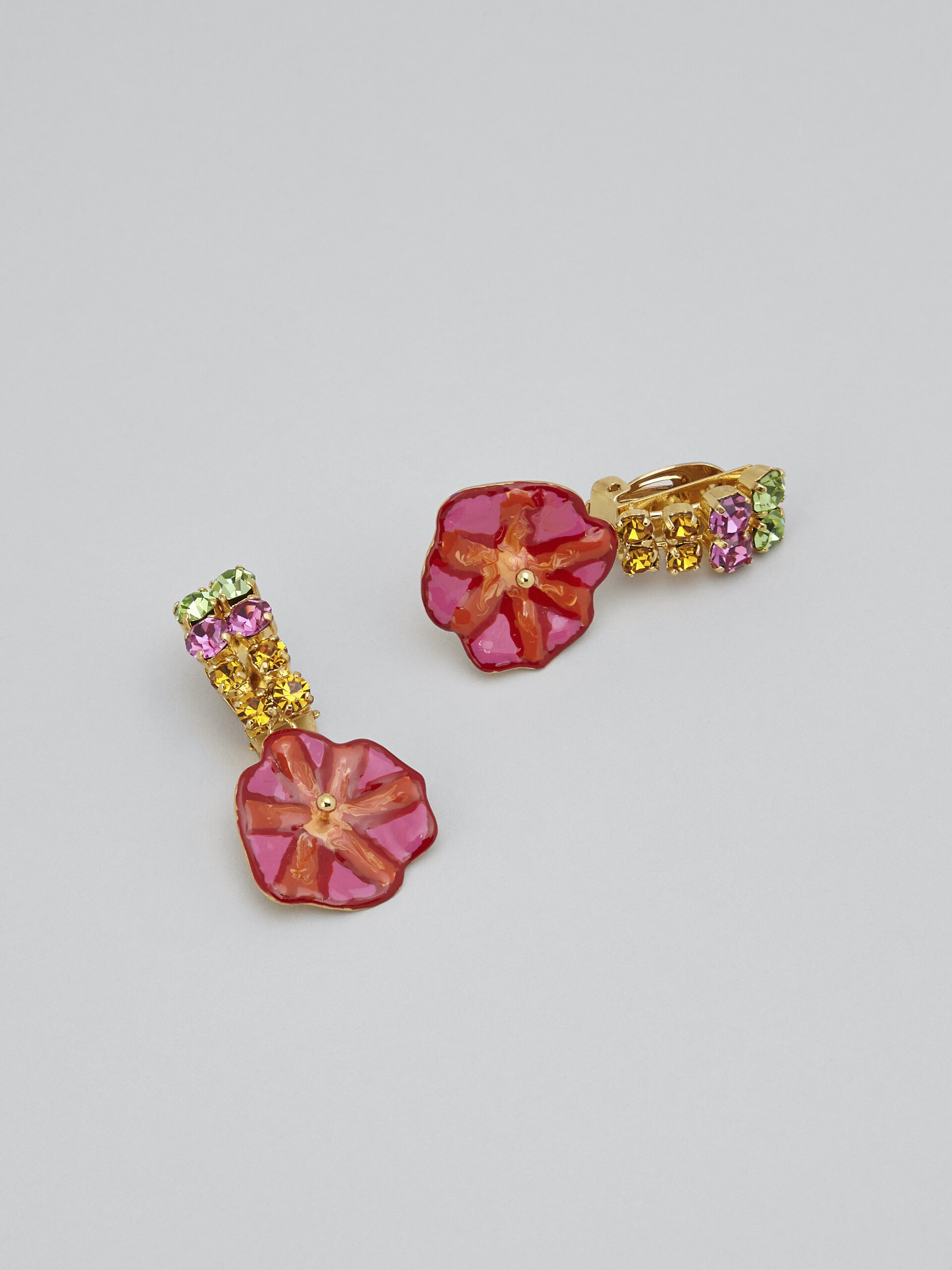 BRASS AND RHINESTONE FLORA EARRINGS - 4