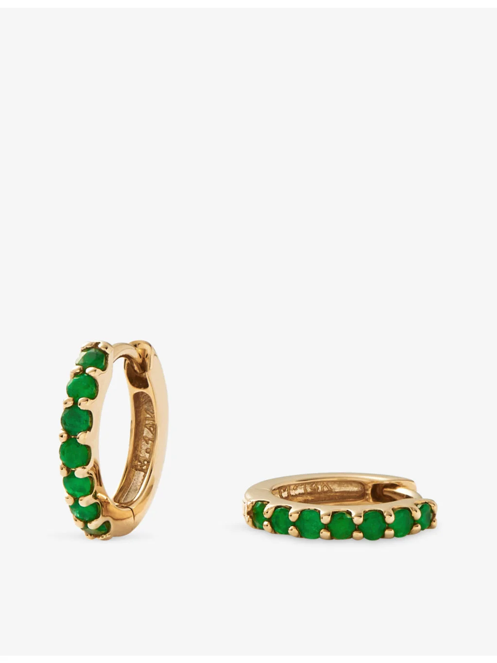 Emerald Huggies 9ct Yellow Gold Hoop Earrings - 1