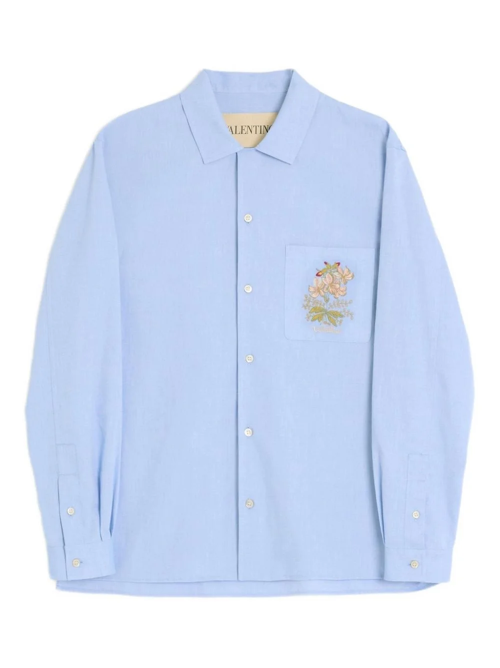 OXFORD COTTON SHIRT WITH FLORAL EMBROIDERY - 1