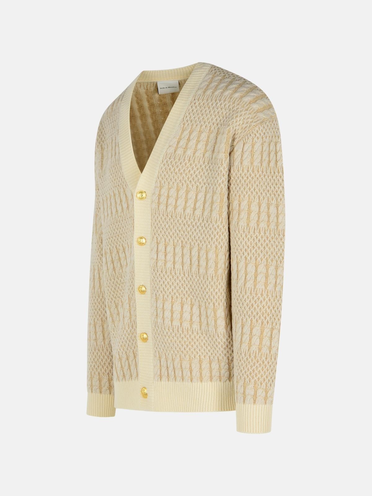 CREAM MERINO WOOL CARDIGAN - 2