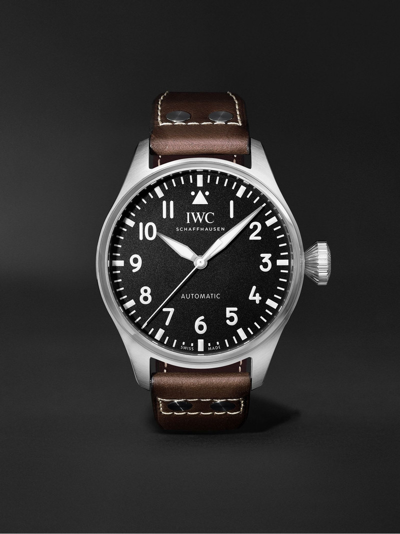 큰 조종사의 자동적인 43mm 스테인리스 및 가죽 시계, Ref. 아니. IW329301 1