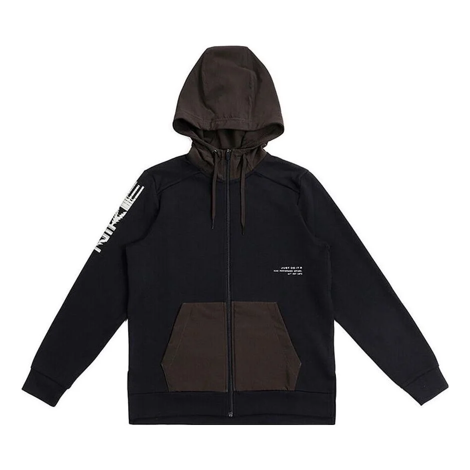 Nike Solid Color Alphabet Zipper Hooded Jacket Men's Black DD1965-010 - 1