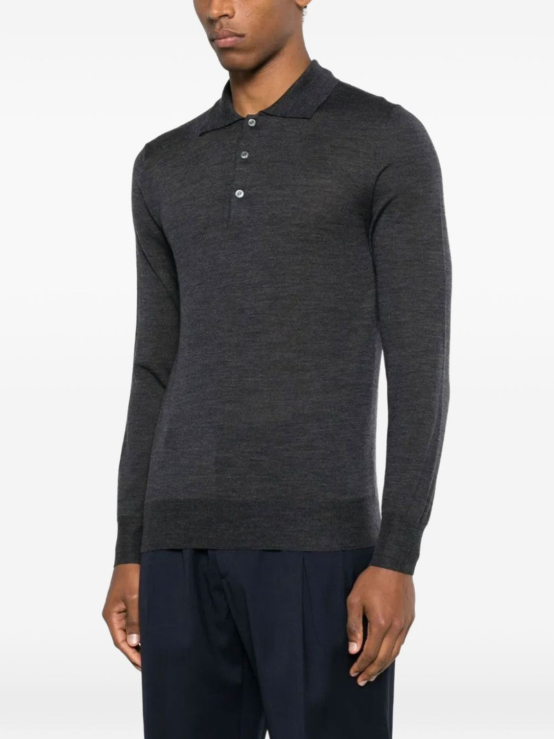 Canali button wool polo shirt outlook