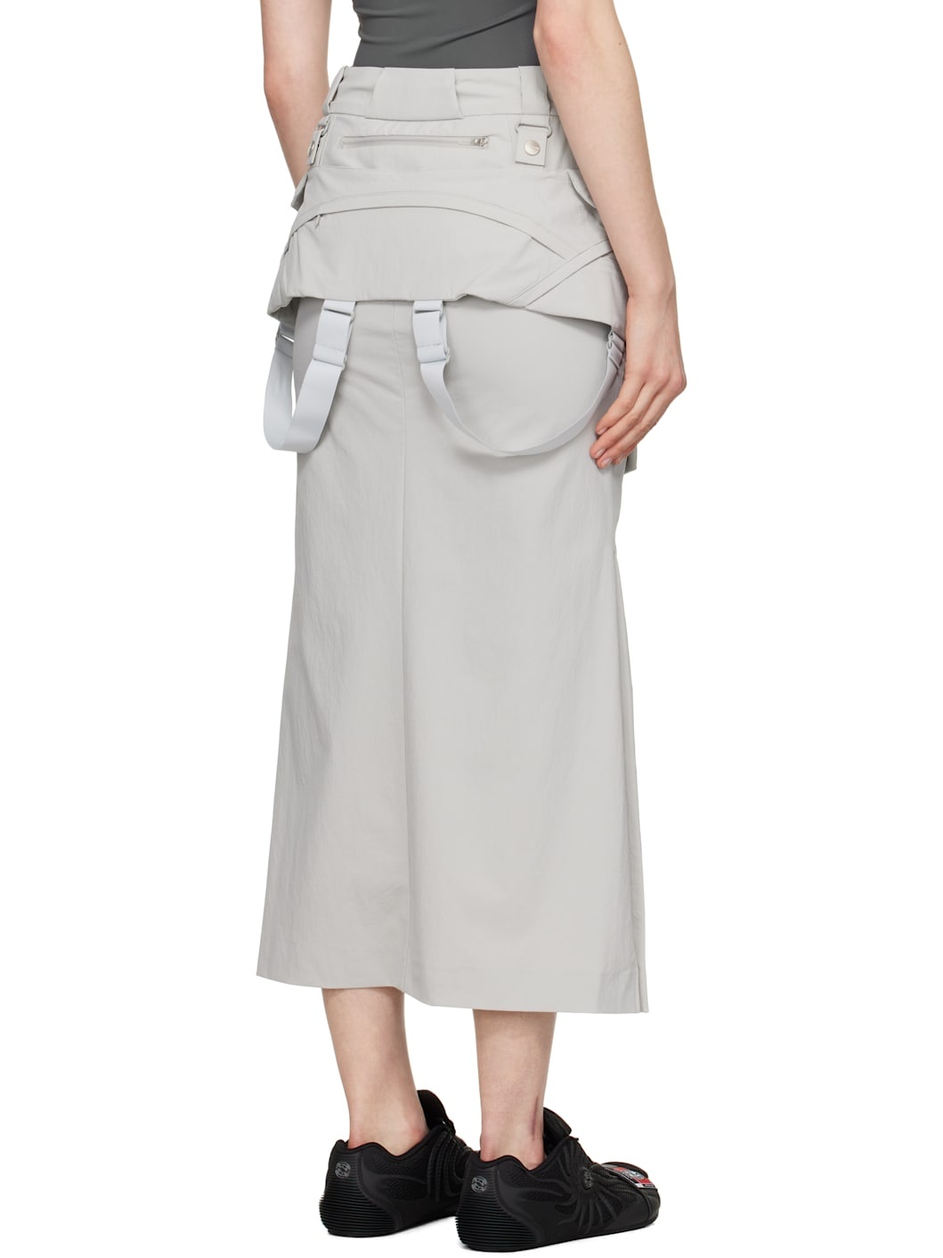 Gray Cargo Midi Skirt & Top Set - 3