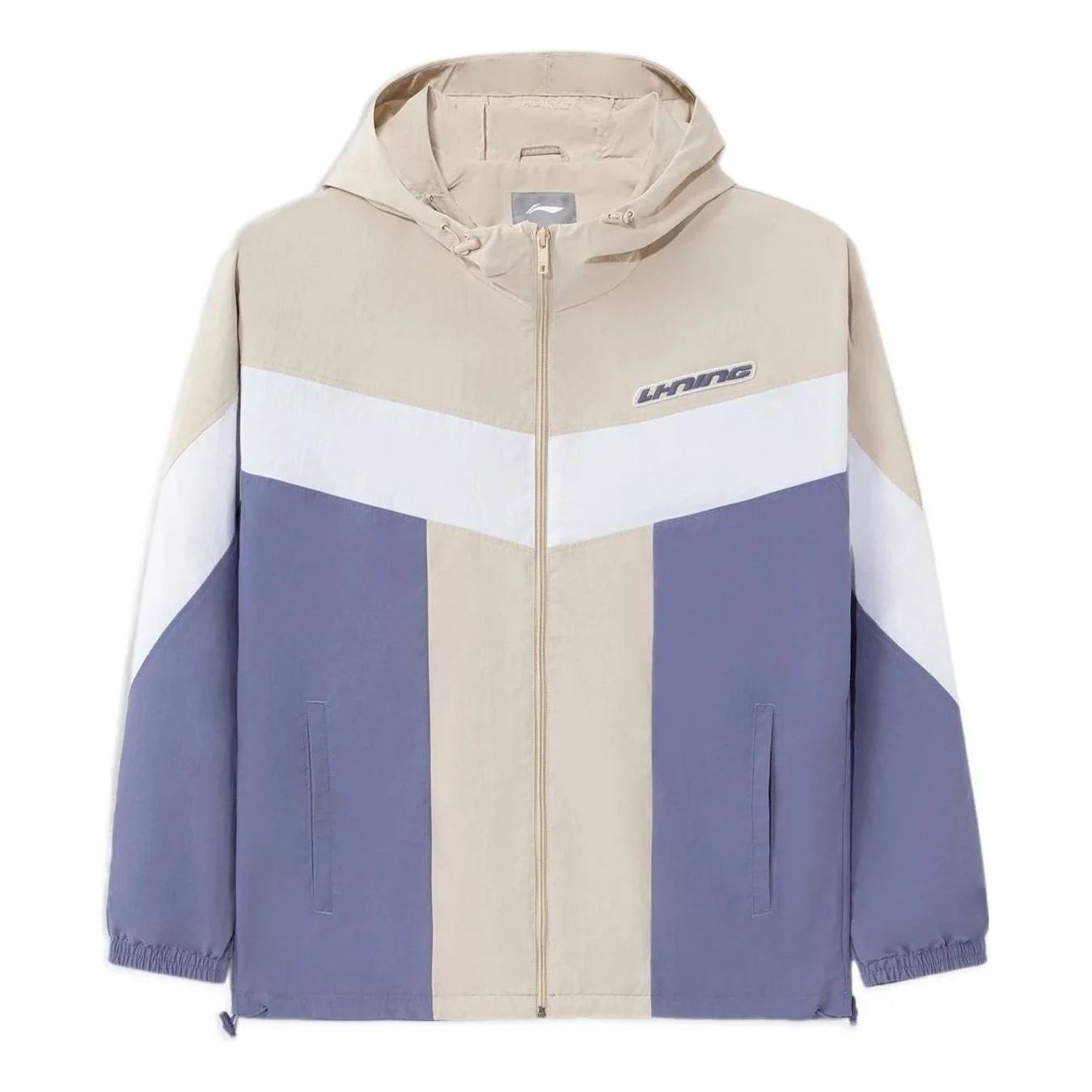Li-Ning Sports Living Series Colorblock Zipper Hooded Jacket 'Beige White Blue' AFDS033-3 - 1