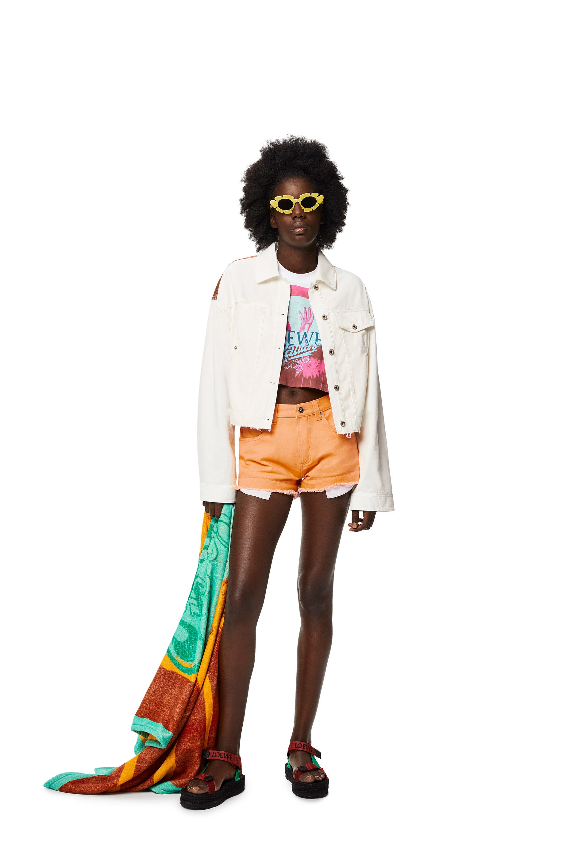 Cropped palm jacket in denim - 2